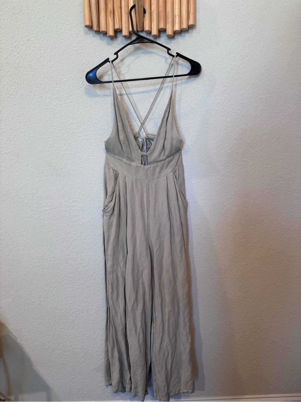 Free People Women’s Taupe Wide Leg Boho Jumpsuit Size Small - Picture 2 of 11